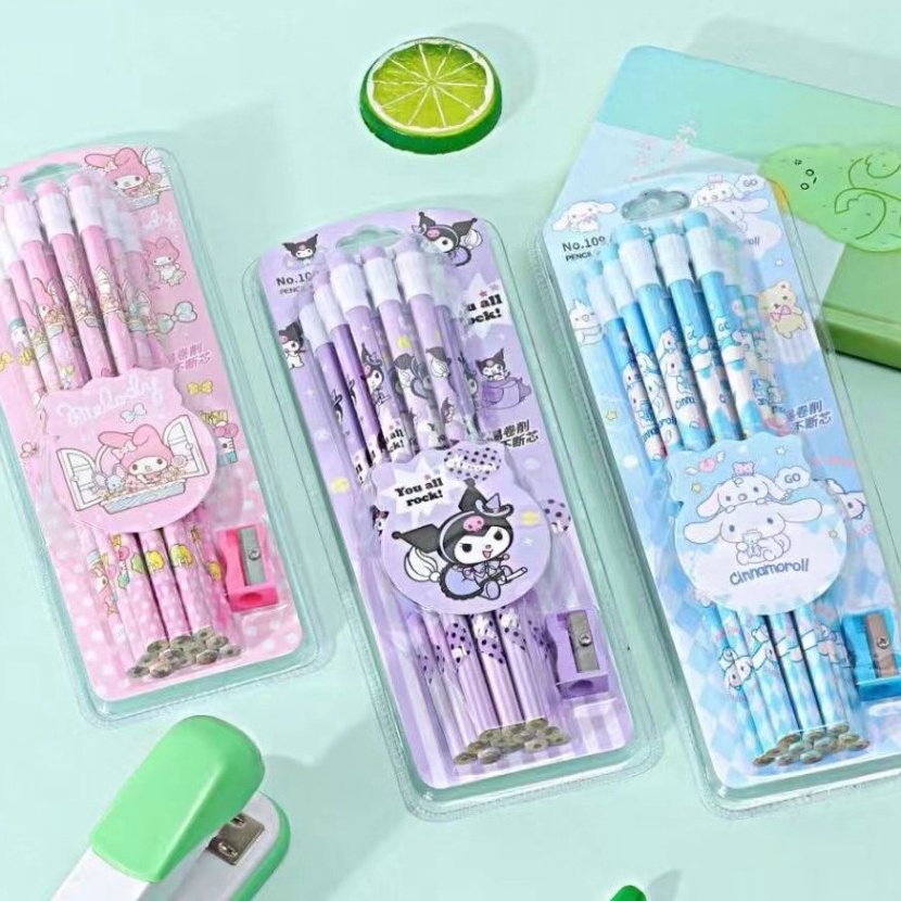 

KI3 VIRAL 1 SET STATIONERY ISI 12 PENSIL PENGHAPUS RAUTAN GRIP EDISI SANRIO DREAMY PRINCESS BS