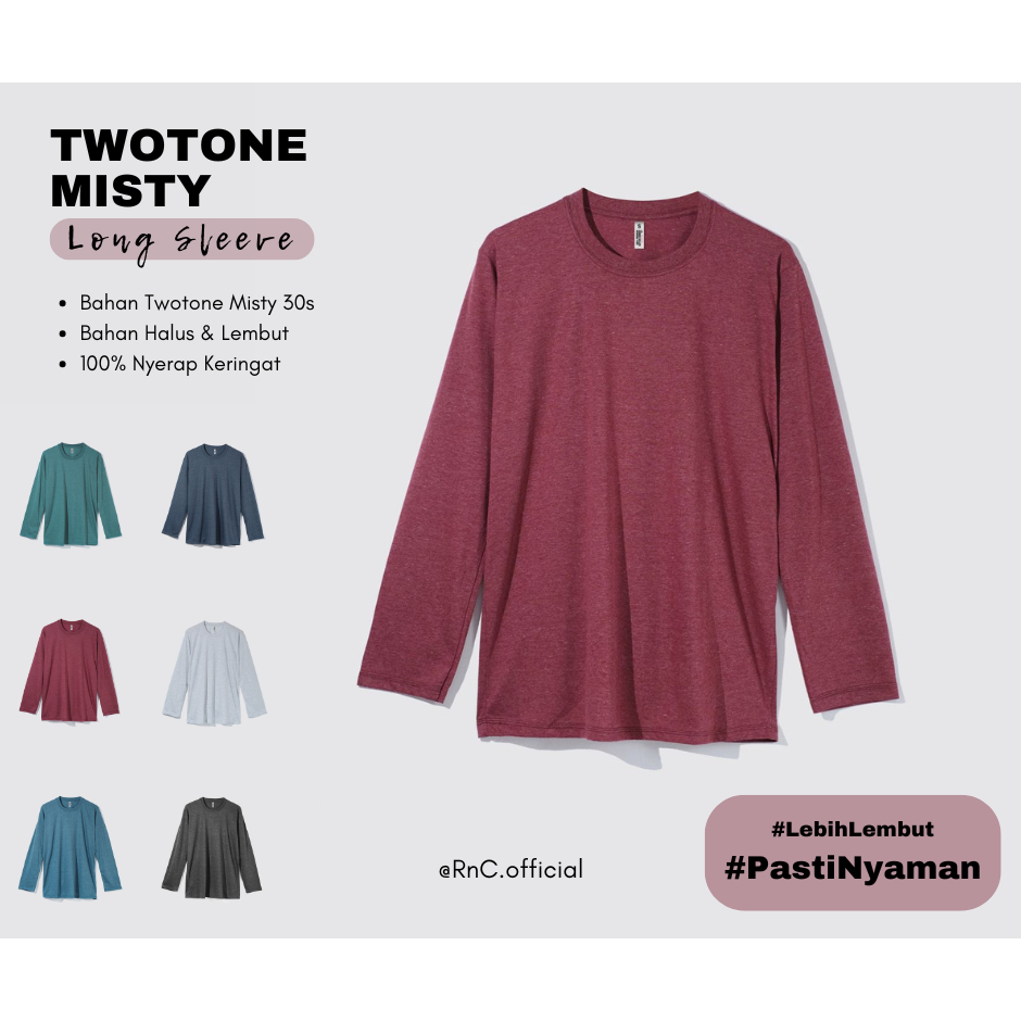 KAOS POLOS TWOTONE MISTY LENGAN PANJANG