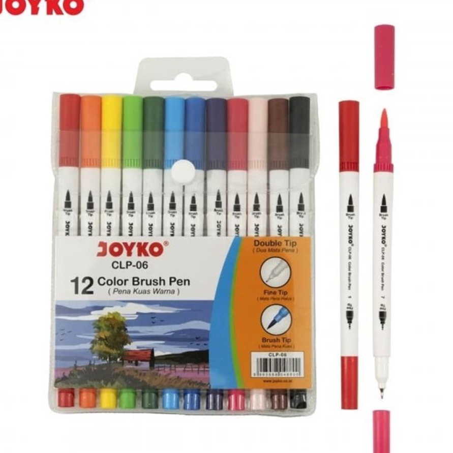 

Gila CALLISTAJoyko Color Brush Pen double tip Set 12warna CLP6