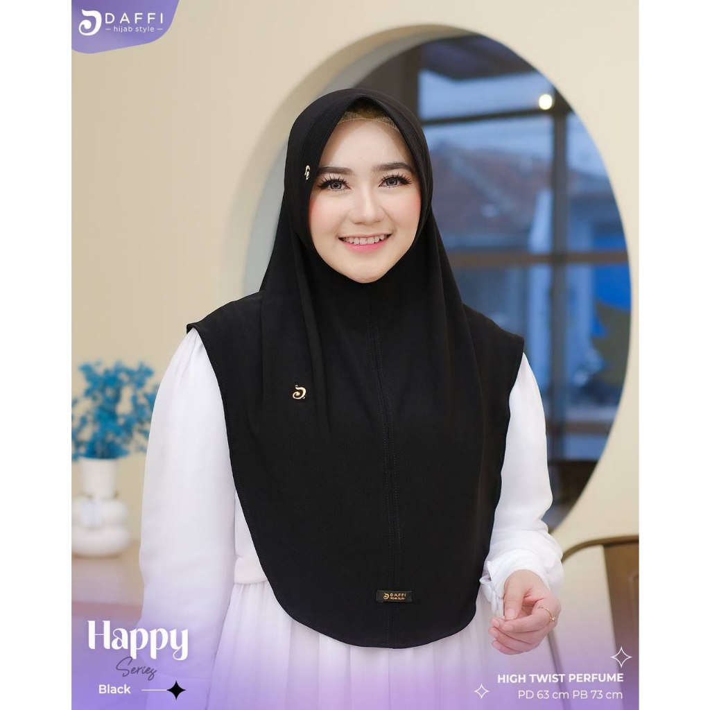 DAFFI HAPPY HITAM / HIJAB DAFFI HAPPY HITAM  / HIJAB DAFFI SIMPLE / HIJAB DAILY / HAPPY DAFFI / HIJA