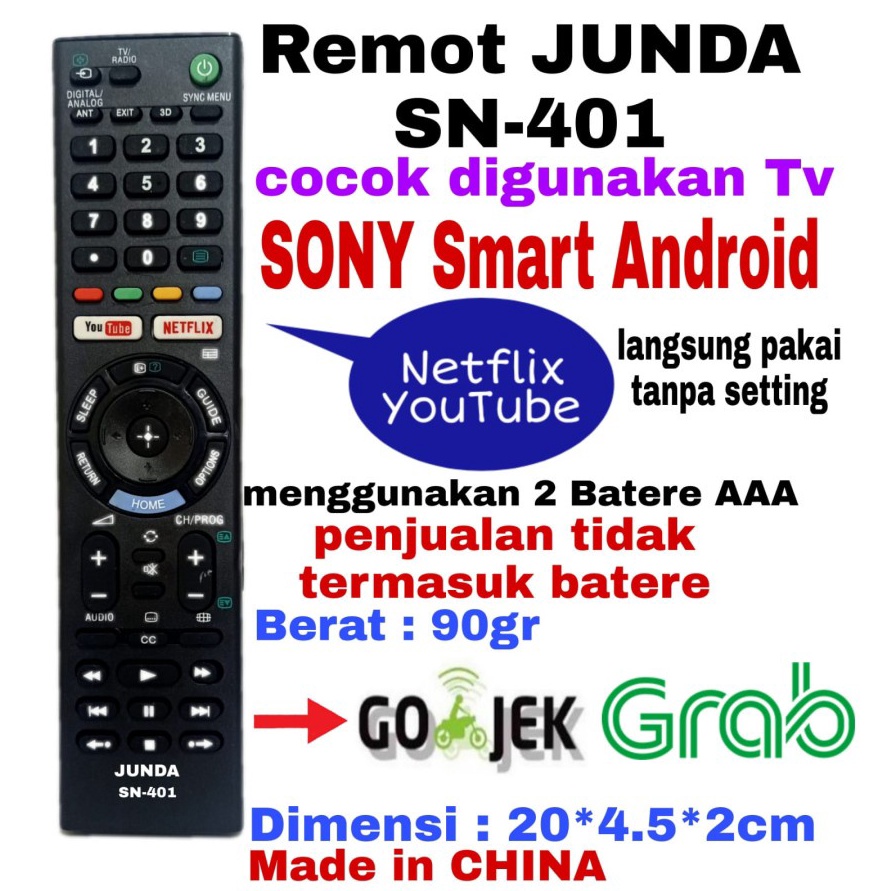 PROMO BESAR REMOTE REMOT JUNDA 41YouTube COCOK DI TV LED SONY BRAVIA SMART TV ANDROID