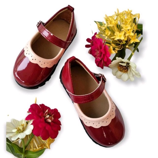KODE N86E Sepatu Anak Perempuan Domart Glossy Docmart Loafers Sepatu Pesta Anak Mary Jane Renda MERA