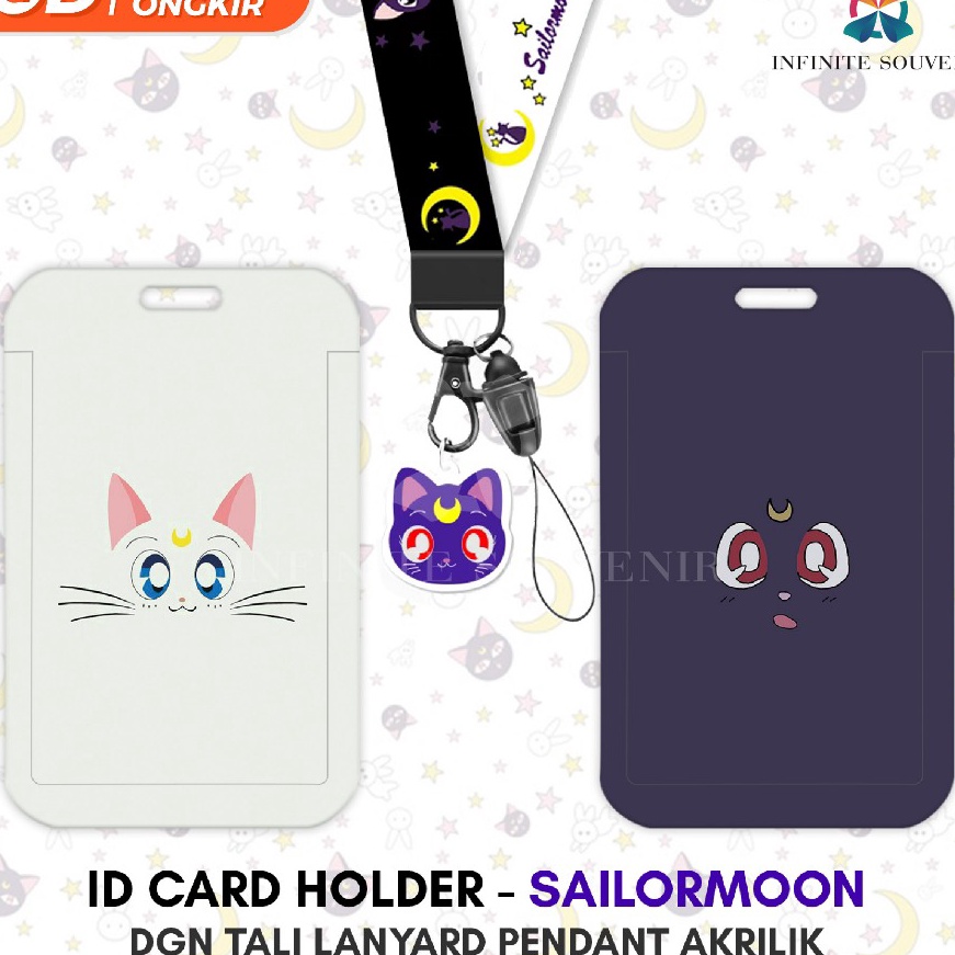 

Premium N3 SAILORMOON Name Tag Card Holder Motif Karakter Sailor Moon Usagi Mars Uranus Kucing Hitam Luna Crystal dengan Tali Lanyard Pendant Akrilik ID Card Holder Tali Gantungan Acrylic Lucu Nametag Tempat Kartu Flazz Emoney