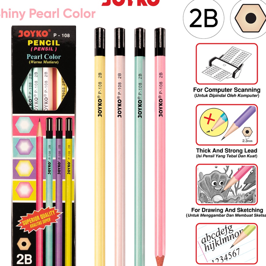 

HJ6 Pencil Pensil Joyko P18 2B Pearl 1 BOX 12 PCS