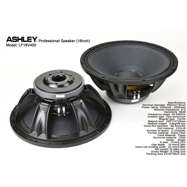 Component Speaker Ashley LF18V400 Original / Speaker Komponen Ashley 18 Inch 1000 Watt Original