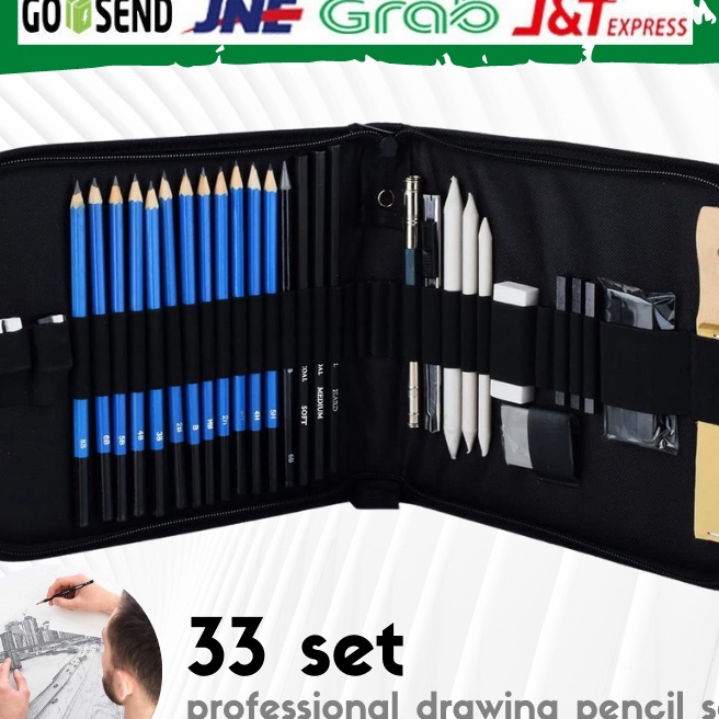 

Extra Termurah 33PCSSet Pensil Pisau Penghapus dan Pensil Gambar untuk Keperluan Sekolah Pencil Set