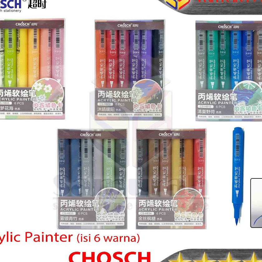 

KF7 Spidol Acrylic Painter Chosch CSH isi 6 Warna Campur Mix 6 Colours H85 H89 H81 H833 H834