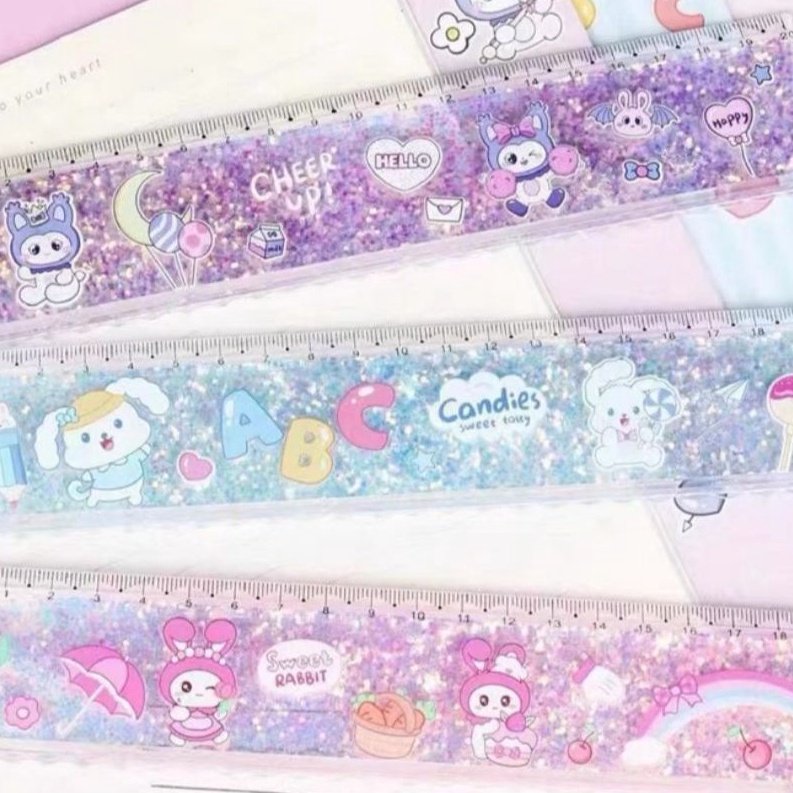 

Cepat SL88 Penggaris Air Glitter Lucu Motif Sanrio Astronot Panjang 2 cm