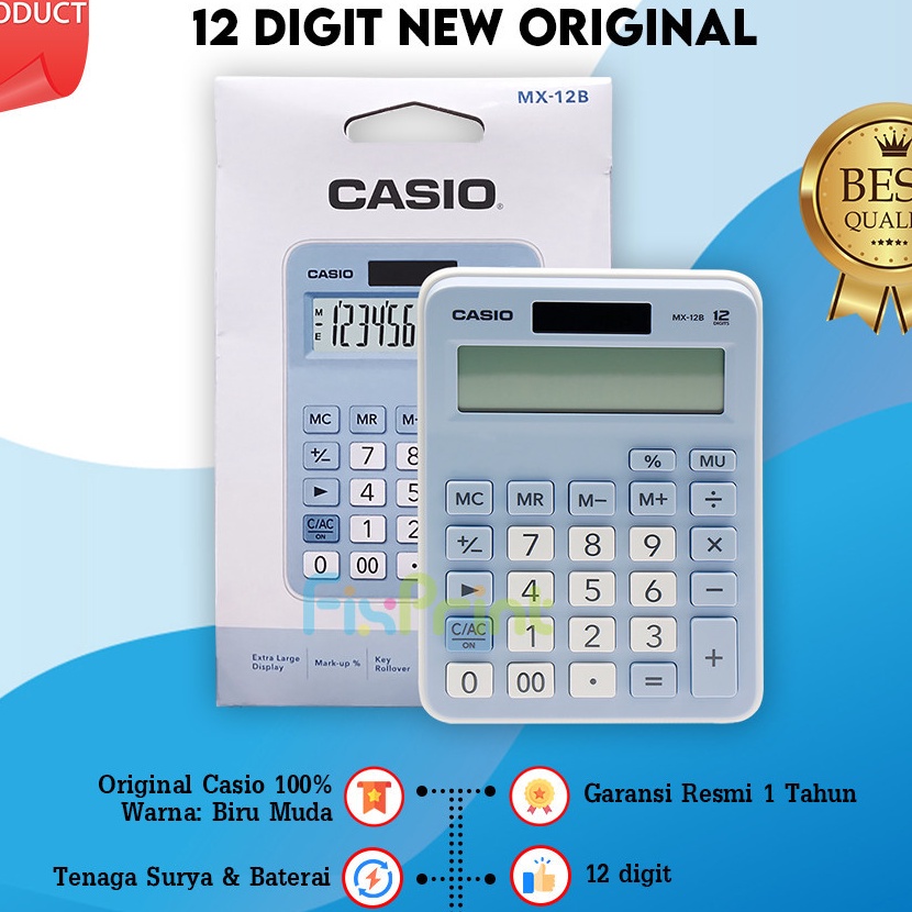 

KF7 Kalkulator Casio MX12B Calculator Desktop MX 12B 12 Digits Warna Lucu Pink Putih Biru Muda Hijau Hitam Office New Original