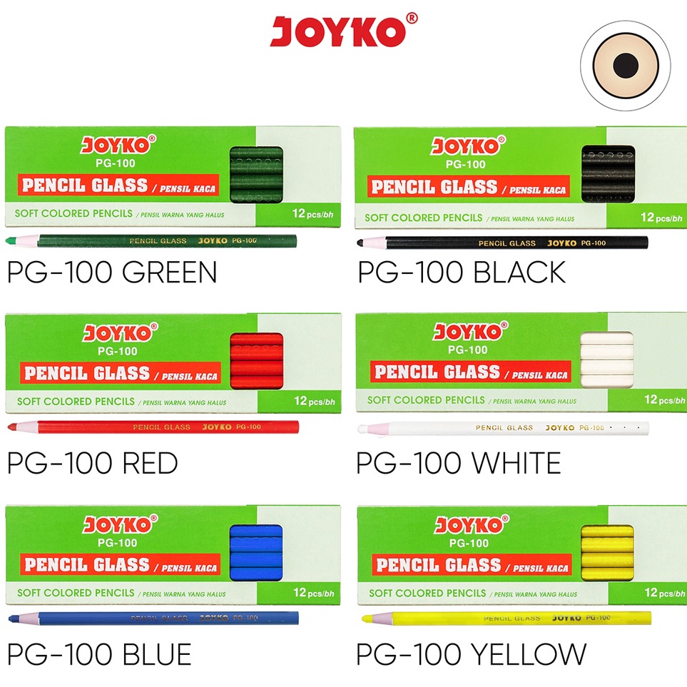 

Pencil Glass Pensil Kaca Warna Joyko PG1 1 Box 12 Pcs