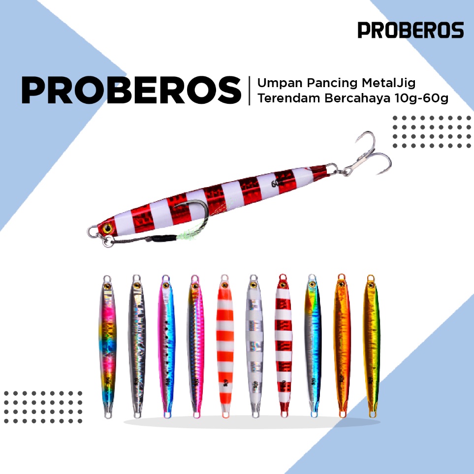 Kreatif Proberos Umpan Pancing MetalJig Terendam Bercahaya MJ23