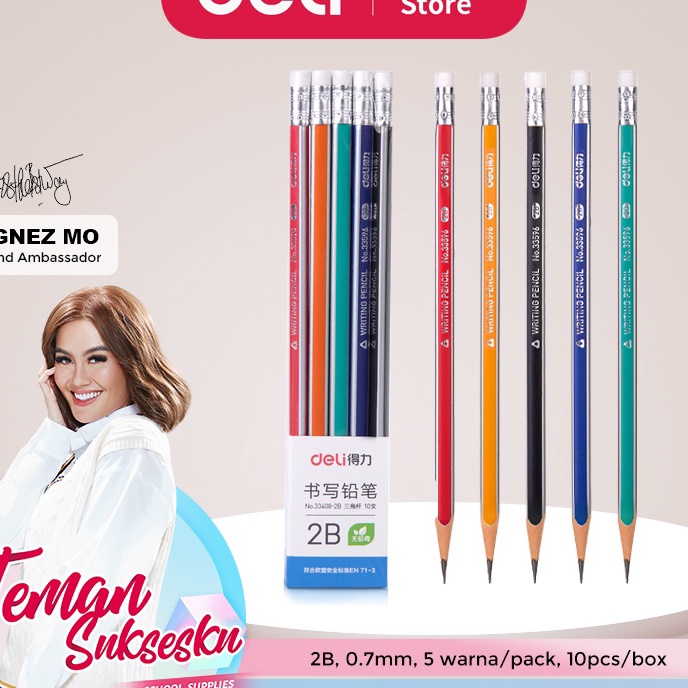 

FG2 Deli Graphite Pencil Pensil Kayu 2B 1pcsPack dengan Penghapus 3348