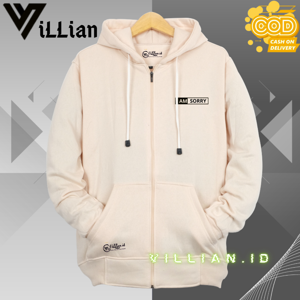 Sweater Hoodie Resleting Pria Wanita Warna Krem Zipper Cowok Cewek Terlaris Hodie Zipper Resleting G