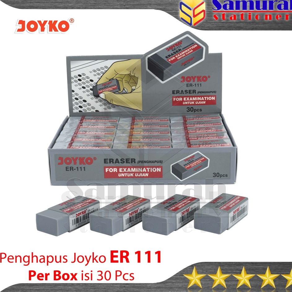 

Penghapus Pensil Joyko ER 111 Abu Untuk Ujian 1 Box isi 3 pcs Stip Eraser ER111 For Exam Hapusan ER111