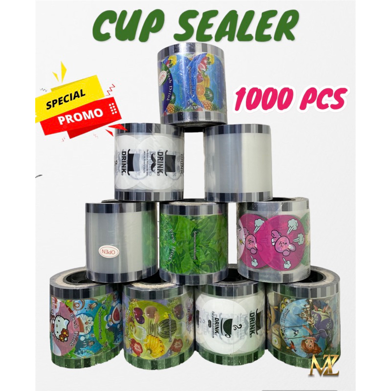 PLASTIK CUP SEALER ISI 1000 PCS MOTIF KARTUN DAN POLOS / PLASTIK PENUTUP MINUMAN / PLASTIK LID ATAU 