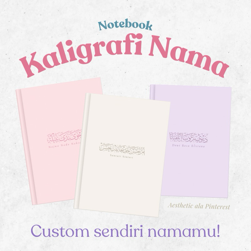 Notebook Custom Nama Kaligrafi Arab | Buku Kajian Cute Aesthetic