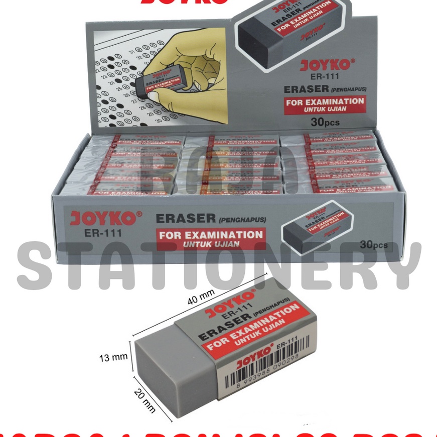 

KP8 JOYKO ERASER DUST FREE PENGHAPUS JOYKO ULANGAN PENGHAPUS UJIAN BERSIH EBTA ER111 BERSIH PACK BOX 3PCS