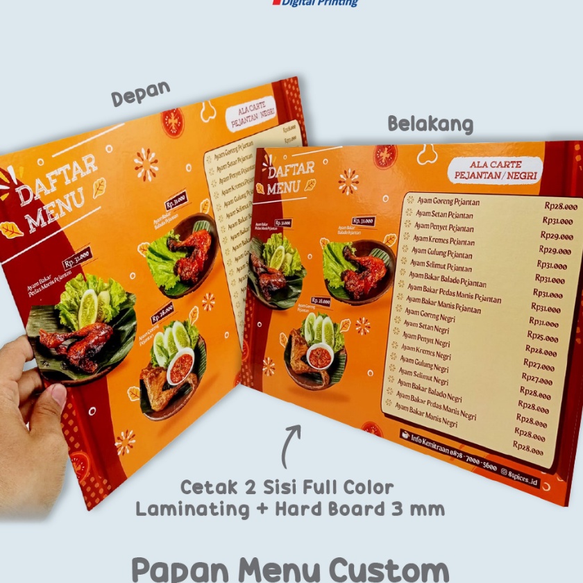 

HJ6 Cetak Daftar Menu Board Papan Menu Menu Resto