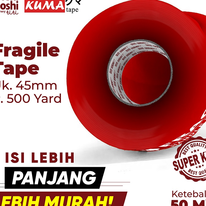 

Flash Sale Lakban Fragile Moshi Kuma 2 inch 5 Yard Isolasi Tape Perekat Kuat