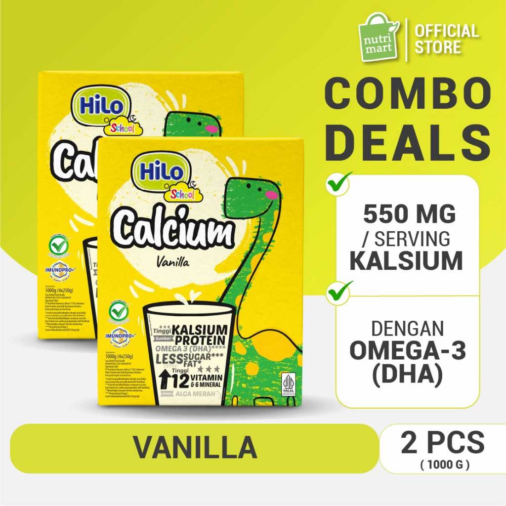 

Twin Pack - HiLo School Vanilla 1000 gram - Susu Tinggi Kalsium Lebih Rendah Lemak