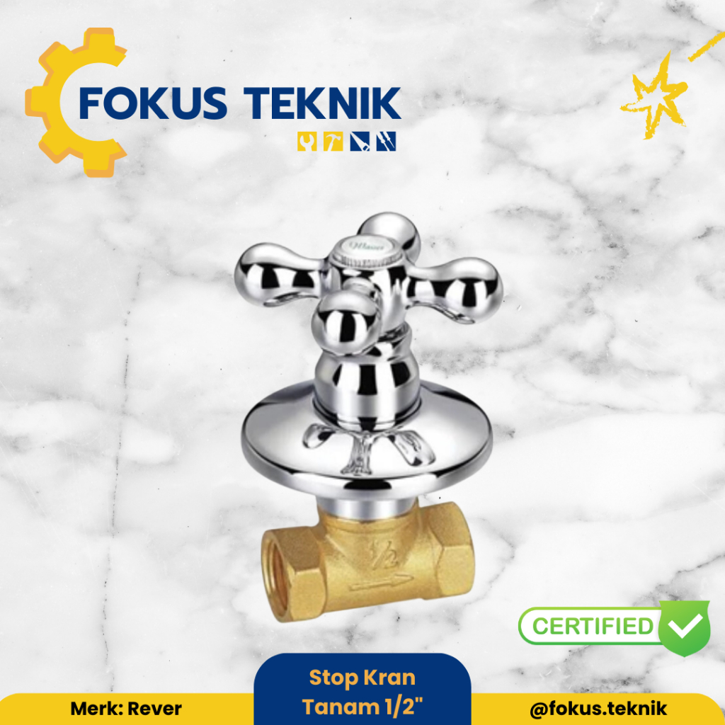 Stop Kran Tanam Kuningan 1/2" Keran Shower Tembok Wall Dinding