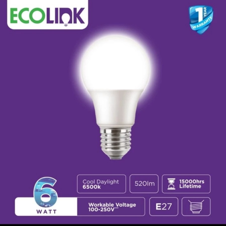 Lampu LED Ecolink 6 Watt Cahaya Putih