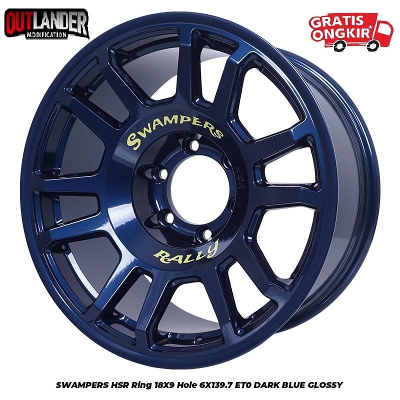 Velg Racing Ring 18 Untuk Pajero Fortuner Isuzu Mux Mazda BT50 Hsr Swampers R18 Dark Blue