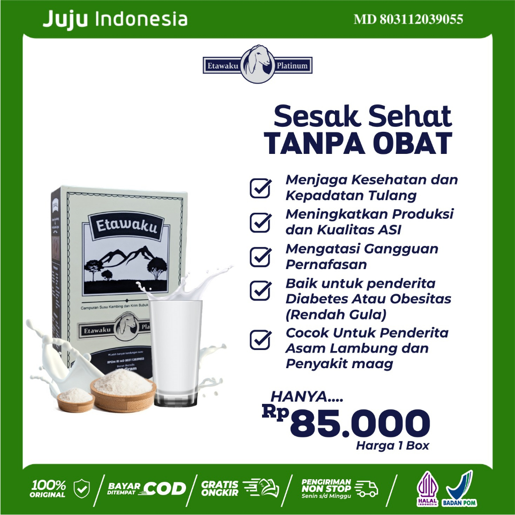 

Etawaku Platinum - Susu Etawa Atasi Masalah Pernapasan, Tulang, Sendi, dan Booster ASI