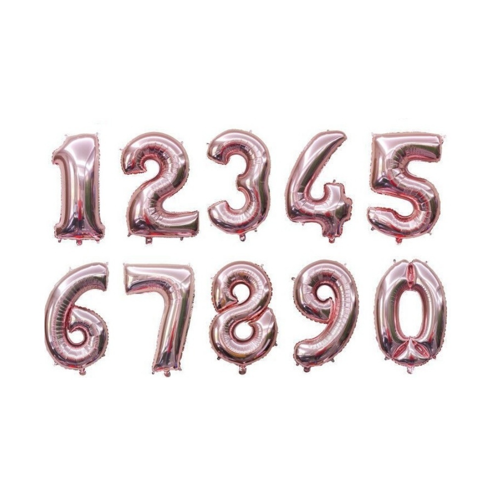 Norden - BALON ANGKA 40 CM ROSE GOLD - Balloon Foil Ballon Alphabet Pesta Ulang Tahun Happy Birthday
