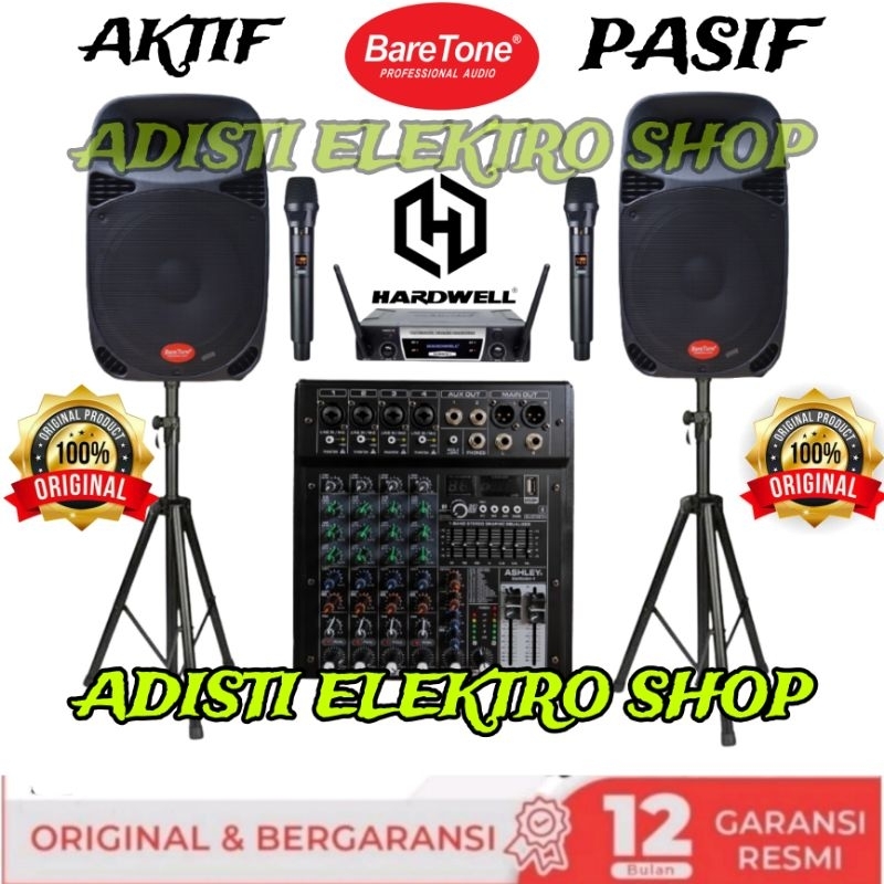 PAKET KARAOKE SPEAKER BARETONE 15 INCH HARDWELL MIXER ASHLEY 4 CHANNEL PAKET BARETONE 15INCH