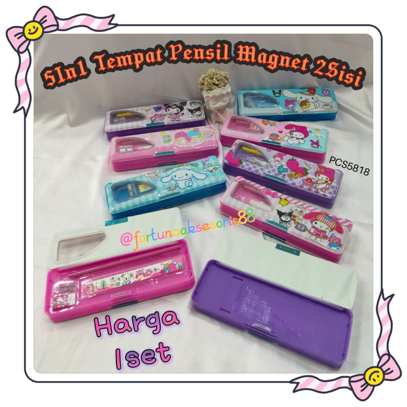 

5IN1 SET KOTAK PENSIL MAGNET 2 SISI / KOTAK PENSIL FANCY / TEMPAT PENSIL KARAKTER SANRIO / CUTE PENCIL CASE / PCS5818