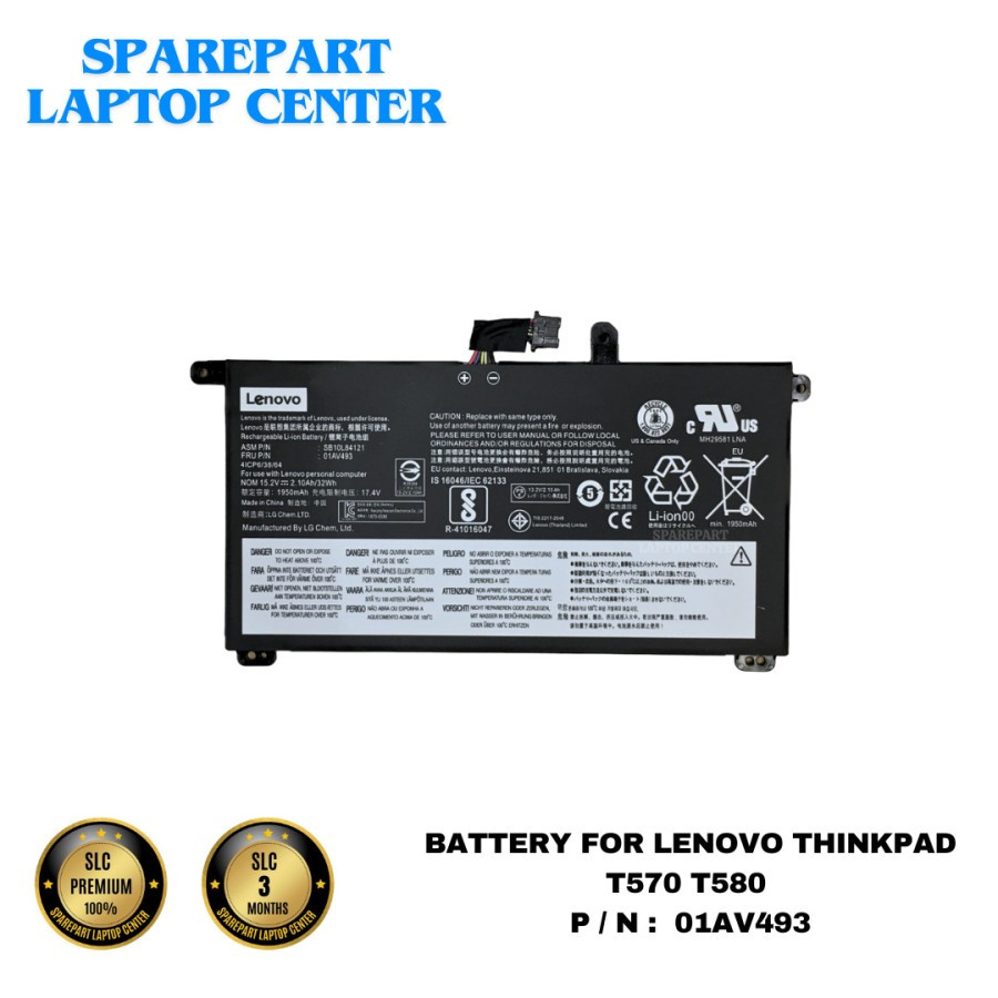 Baterai Laptop Battery LEN 01AV493 00UR890 00UR891 ThinkPad T570 T580 P51S P52S