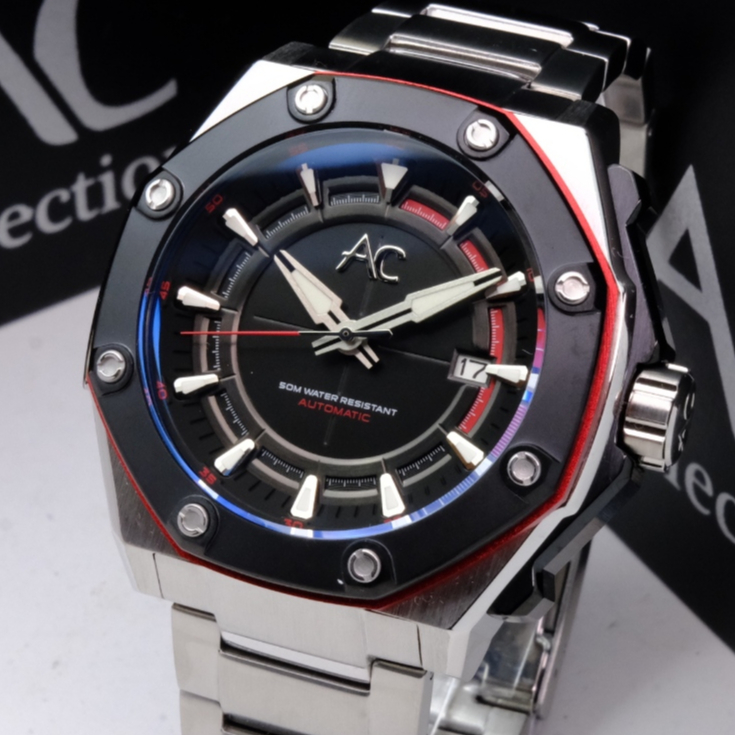 Jam Alexandre Christie Automatic Pria Terbaru 2024 Original AC 9601 Rantai Silver Black