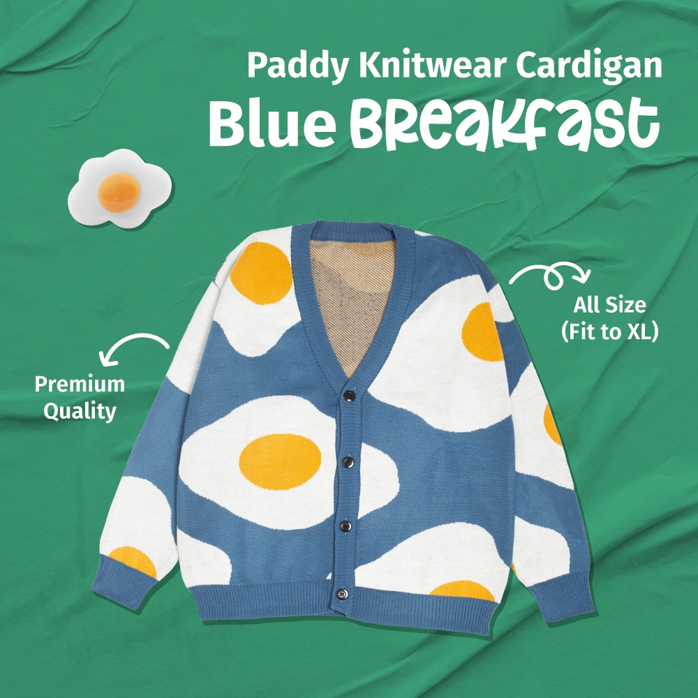 Paddy Knitwear Cardigan Rajut Blue Breakfast