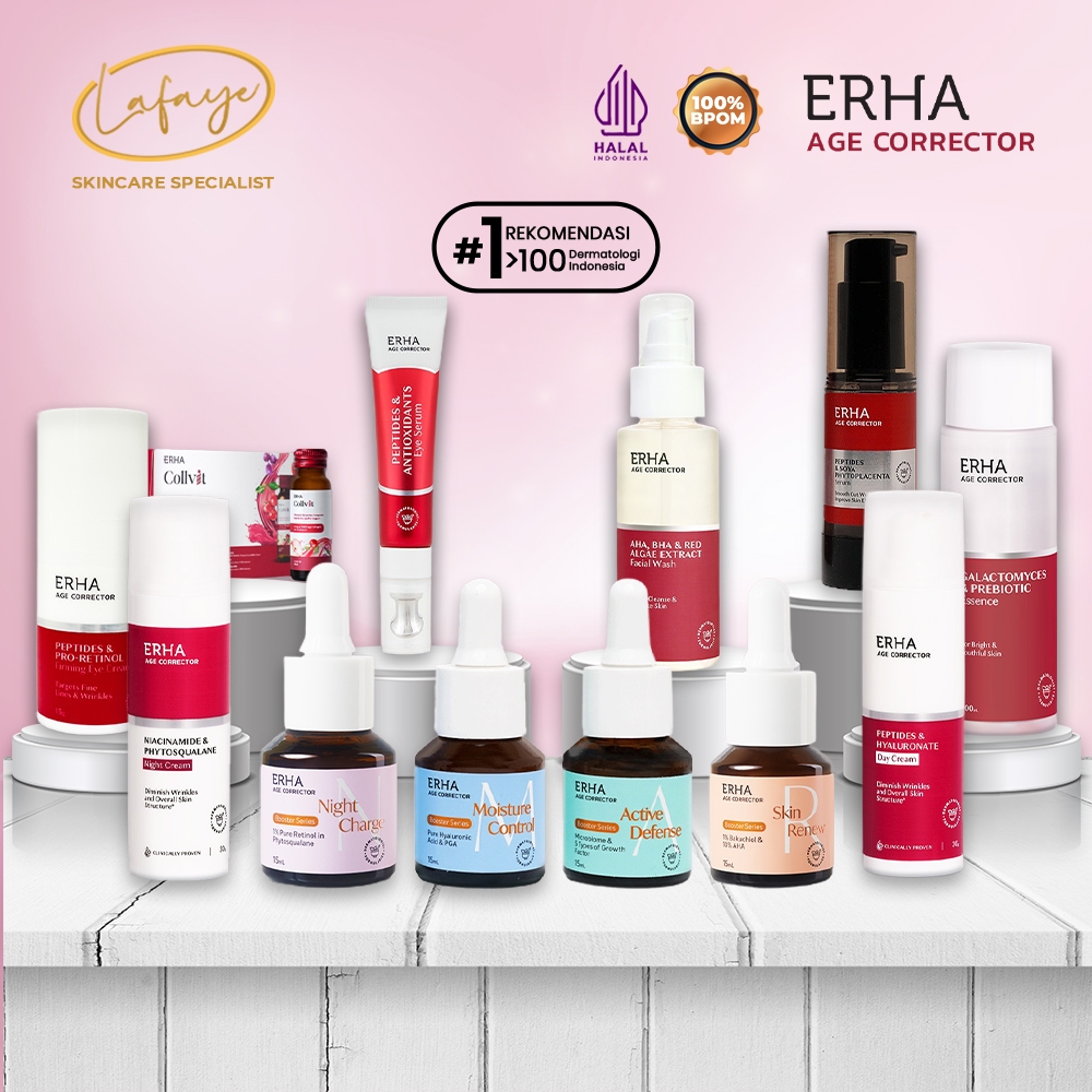 ERHA Age Corrector Day Night Cream Serum Essence Facial Wash Neck Eye Cream Anti Aging Halal BPOM