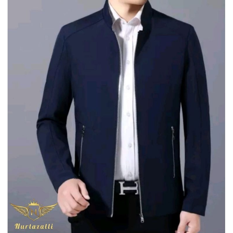 NURTAZALLI Jaket Pria|Jaket Formal Pria|Jaket Style Resleting Putih
