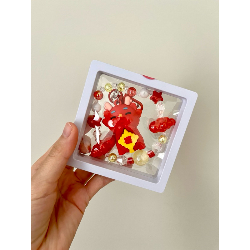 Bubble Pearl Phone Charm Strap Dragon Red Gantungan Handphone Naga Merah