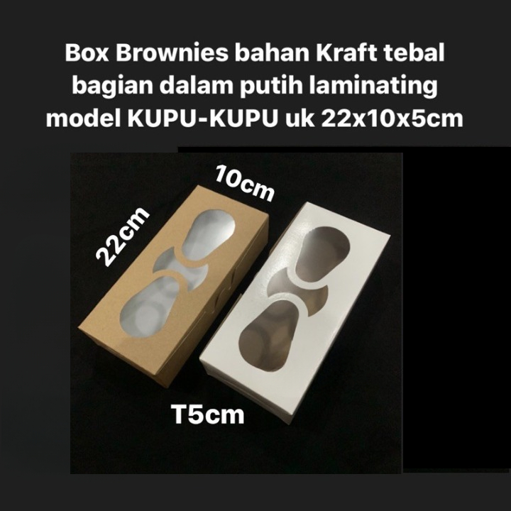 

( 5 pcs ) Cake Box Hampers Kue Brownies 22x10x5 cm Dus Kraft Tebal Motif Kupu Kupu Kemasan Lapis Legit