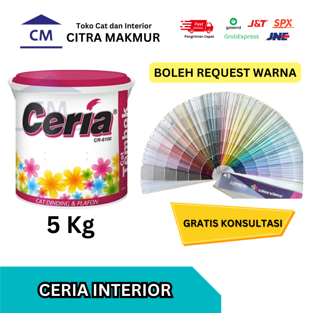 Propan CERIA CR-6100 INTERIOR - 5 Kg (Bisa Request & Custom Warna ) CAT TEMBOK INTERIOR PROPAN