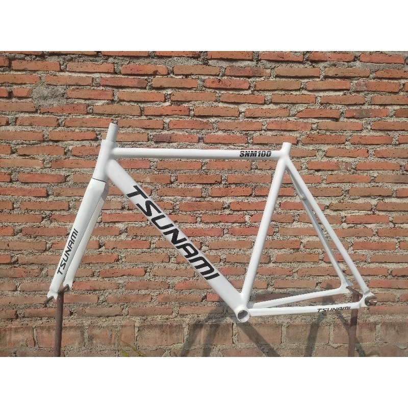frame fork sepeda fixie tsunami putih steel