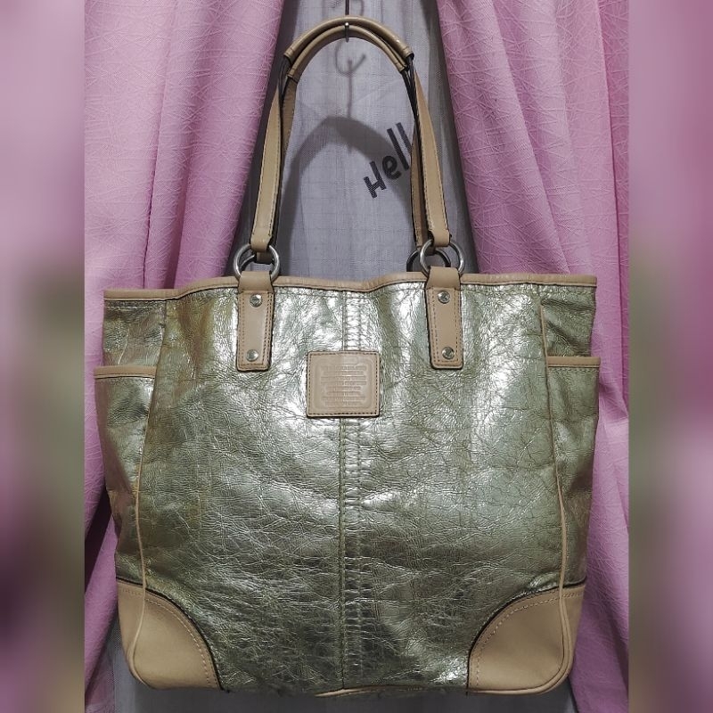tote bag coc coach. tote bag kulit asli. tas tote bag preloved