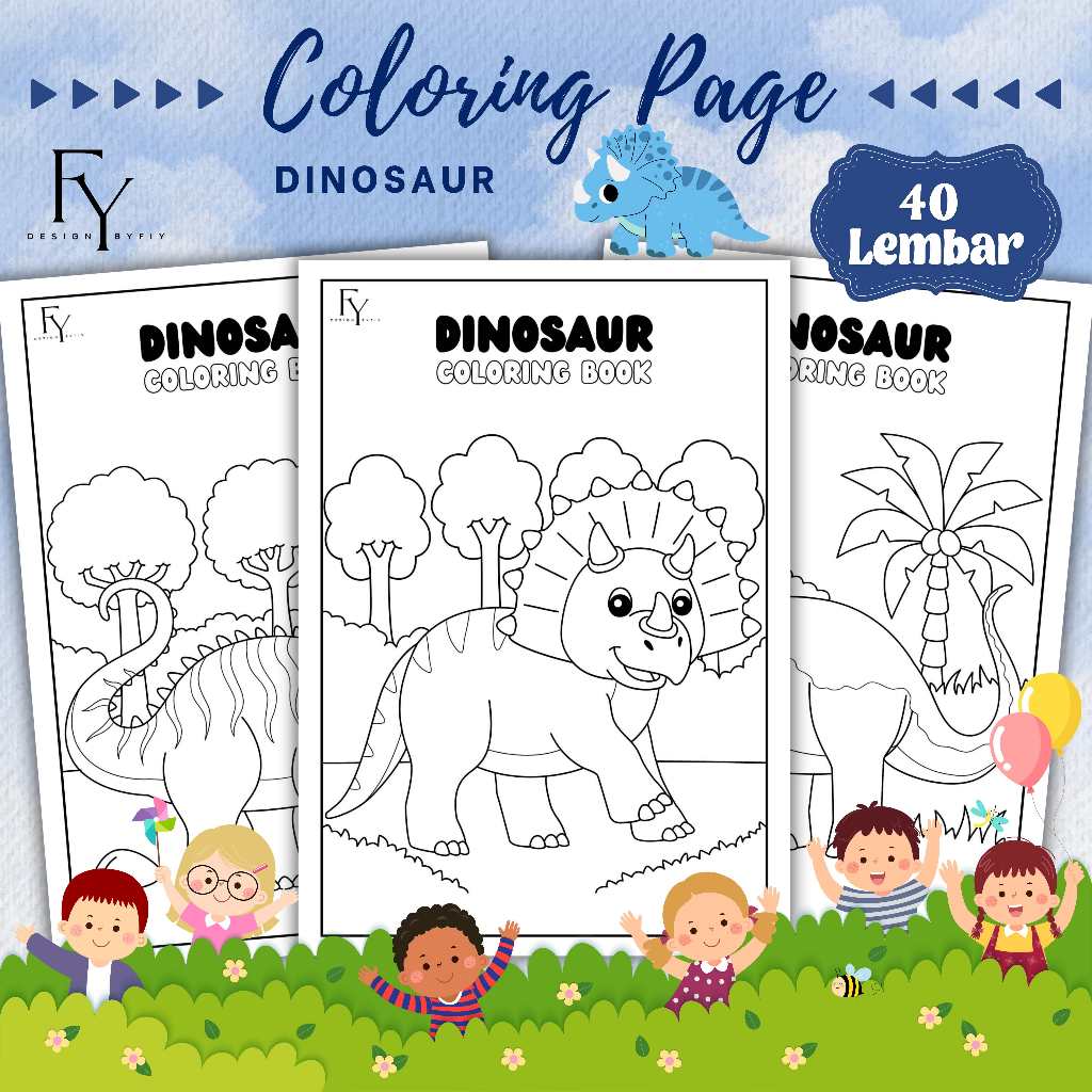 

Designbyfiy - KERTAS MEWARNAI 40 LEMBAR / COLORING / KERTAS GAMBAR / DINOSAUR / untuk ANAK PAUD TK SD / A4