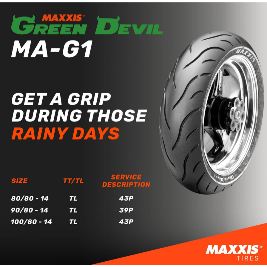 MAXXIS GREEN DEVIL RING 14 TUBLESS BAN LUAR MATIC MAXXIS GREEN DEVIL MA-GI - TERSEDIA SEMUA UKURAN