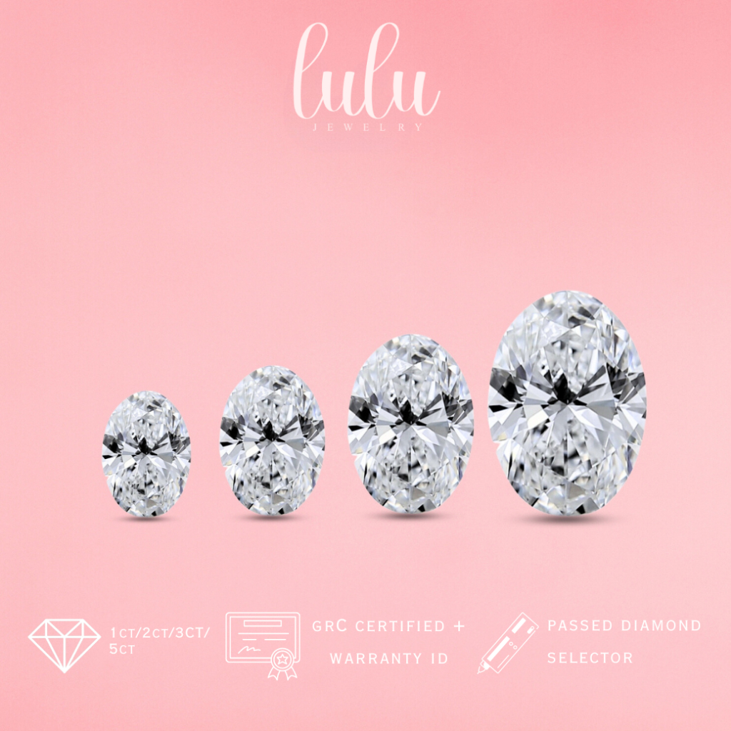 Lulu Moissanite Jewelry Oval Cut Gemstone 1CT/2CT/3CT/5CT Sertifikat GRA