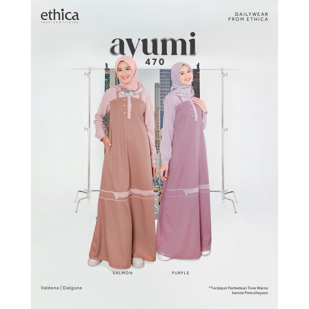 GAMIS ETHICA AYUMI 470  BAHAN VALDENA + DALGONA MODEL BAJU MUSLIM WANITA KEKINIAN