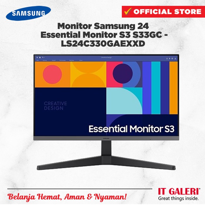 Monitor Samsung 24" Essential Monitor S3 S33GC - LS24C330GAEXXD