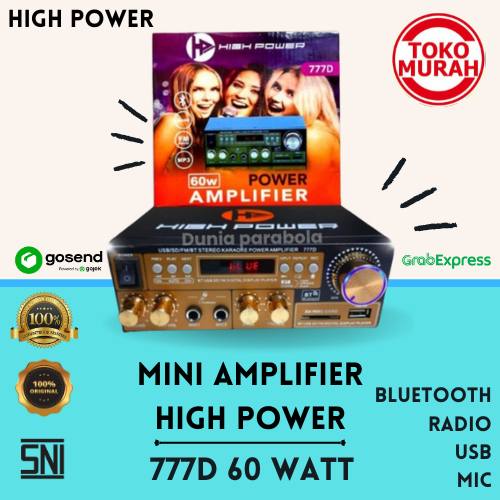 Mini Amplifier/Power Mini HIGH POWER 777D Bluetooth/FM/USB 60 Watt