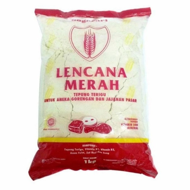 

Lencana Merah Tepung terigu 1kg gorengan jajanan pasar