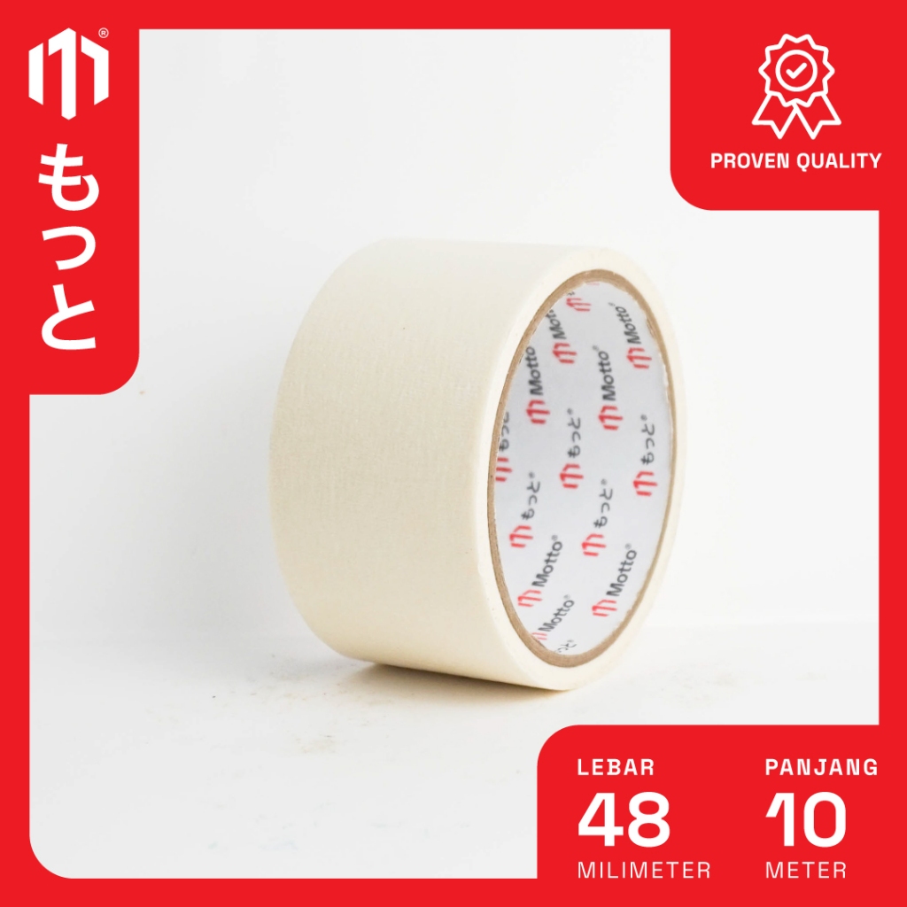 

Lakban Kertas / Masking Tape Cream 48mm x 10 Meter - 1 Pcs/Roll (Satuan) - Motto Tape