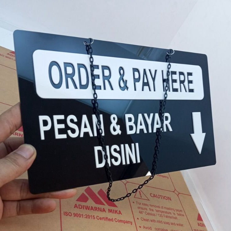 

Stok terbatas Order Pay Here Pesan Bayar Disini Sign In Acrilik Timbul